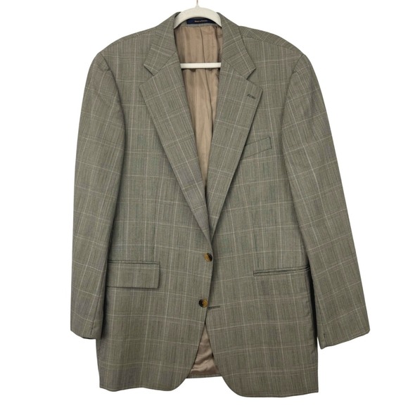 Vintage Chaps Ralph Lauren Blazer Size 42 Tall Wool Plaid Sport Coat Suit Jacket - Picture 2 of 16